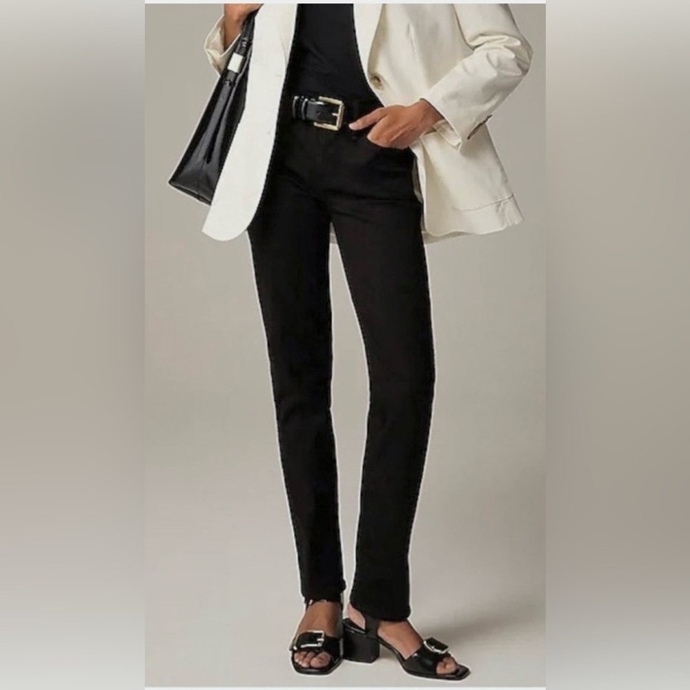 J. Crew 9” Vintage Slim Straight Leg jeans Mid Rise Cotton in Black Plus Size 35